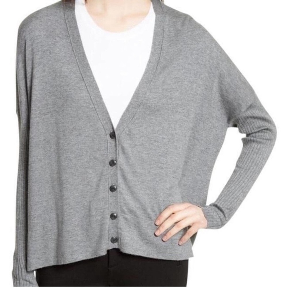 ATM gray schoolboy cardigan sweater size medium silk blend